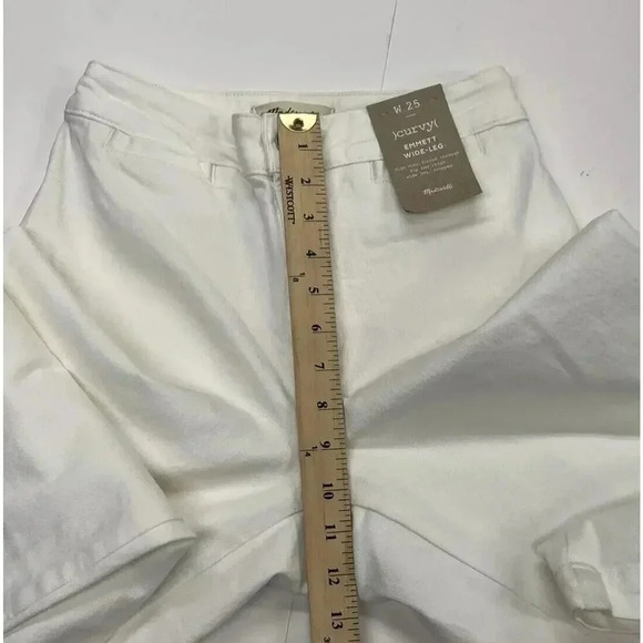 NWT Madewell Curvy Emmett Wide-Leg Crop Pants Ivory Women's Size 25 Stretch - Picture 8 of 9